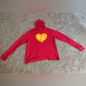 Women’s Charlie Hustle KC Chiefs Long Sleeve Hooded Shirt Size XL